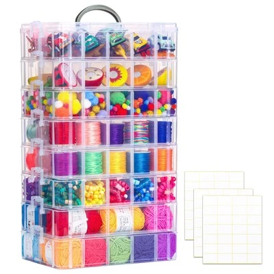 8-Tier Stackable Storage Container Box with 80 Compartments, Plastic Craft Or...