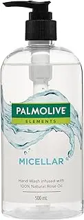 Palmolive Elements Liquid Hand Wash Soap 500ml, Micellar 100 % Natural Rose Oil Pump, Recyclable Bottle