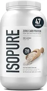 Isopure Whey Protein Isolate, Unflavored, 3 Pounds (Packaging May Vary)