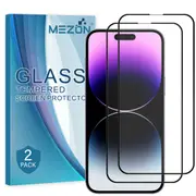 [2 Pack] Full Coverage Apple iPhone 14 Pro (6.1”) Tempered Glass Crystal Clear Premium 9H HD Screen Protector by MEZON (iPhone 14 Pro, 9H Full)