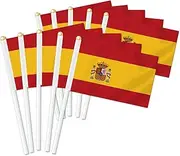10 PCS Spain Handheld Small Flag, Spanish Hand held Mini Decor Decoration Banner