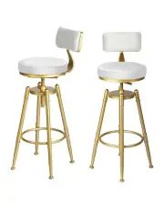 [Levede] Velvet Padded Seat Bar Stools x2 in White