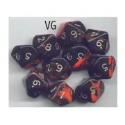 NEW RPG Dice Set of 10D10 - Oblivion Orange