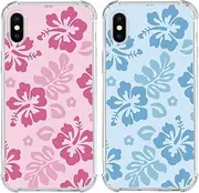 Yomjew 2 Pack Cute Clear Floral Phone Case for iPhone X/iPhone Xs 5.8 inches, Preppy Flowers Pattern Protective Soft Slim Shockproof Yellow-Resistant Hard Back Cover for Girls Woman