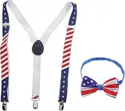 [OATIPHO] 1 Set Bow Tie and Suspenders Set National Flag Trouser Pants Straps Favor