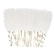 White Faux Pampas Grass Decor, 21.6" Short Artificial Pompous 50pcs Pure White