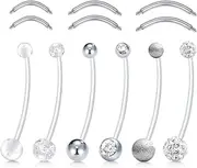 [D.Bella] 14G Pregnancy Belly Button Rings 38mm Flexible Bioplast Maternity Navel Rings Retainer for Women Girls with 6mm 8mm 10mm Stainless Steel Replacement Bars
