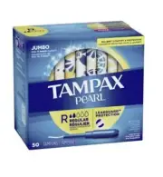New Jumbo Tampax Pearl Unscented Tampons Regular 50ct