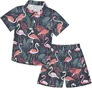 [Caihoyu] Toddler Baby Boy Short SleeveButton Down Shirt Elastic Drawstring Shorts Set Baby Boy Clothes Infant Little Boy Gift