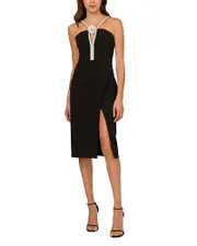 Liv Foster Embellished Twill Halter Midi Dress