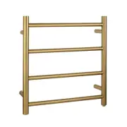 Brushed Yellow Gold Round Electric Heated Towel Rack 4 Bars Towel Rail