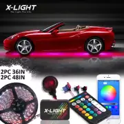 RGBW Car Under Body Neon Accent Glow LED Lights Kit Bluetooth + Wireless Remote
