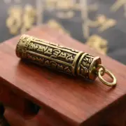 Brass Cylinder Pendant Keychain Hanging Jewelry Pill Box Medicine Container -UU