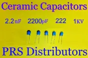 Ceramic Capacitor 1000V / 0.0022uF / 2.2nF / 2200pF / 222 1KV 5 Pieces