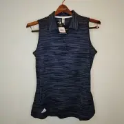 NWT adidas Sleeveless Golf Shirt Women's Med Primegreen Polo Spacedye Navy White