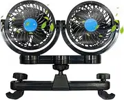 Car Fan for Back Seat | Double Head Car Fan | 12V24V Cooling Double Head Ventilador for Auto Hot Weather Road Trip Truck Kids Pets Automotive Vehicle