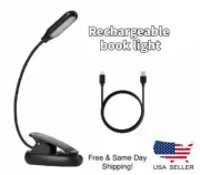 USB Rechargeable LED Book Light Flexible Clip On Book Light Night Reading Lamp