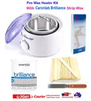 Pro Waxing Warmer Heater Kit 500ml Caronlab Brilliance Strip Wax Strips Spatulas