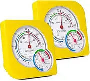 2 Pack Mini Outdoor/Indoor Thermometer Hygrometer Temperature Humidity Monitor Gauge (No Battery Needed) for Home, Kitchen,Planting Room, Garden, Cellar, Closet, Reptile Terrariums