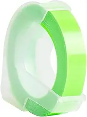 Tignapoo 3D Plastic Embossing Label Tape Refill for DYMO 12965 1610 Label Maker with 3/8 Inch * 9.8 feet, 1 Roll Fluorescent Green