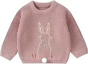 [Filgriox] Easter Outfit Toddler Baby Girl Bunny Sweater Knit Sweater with Rabbit Tail Spring Pullover Sweatshirt Clothes