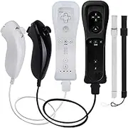 TechKen 2 Pcs Remote Controller for Wii, Remote Game Controllers Compatible with Wii Remote Nunchuck Replacement (White Black)