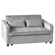 Sarantino Fenton 2-Seater Velvet Sofa Bed in Light Grey