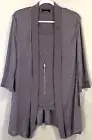 R & M Richards 18 mauve silver shoulder pads accessorized knit cardigan top