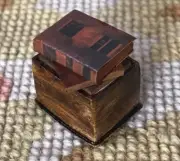 Pat Tyler Dollhouse Miniature Box Container Of Books Brown 377