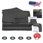 Breathable 4-Piece Full XL Sheet Set - 600 Thread Count Sateen - Dark Grey