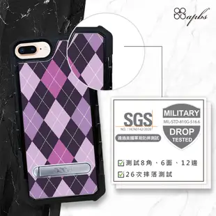 apbs iPhone SE3/SE2/8/7/6s & 8/7/6s Plus 專利軍規防摔立架手機殼-英倫菱格紋紫