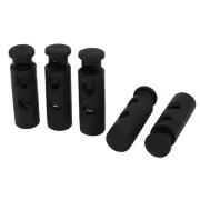 5 x Plastic 5.5mm Hole Spring Box Cord Locks Ends Toggles Stoppers Black