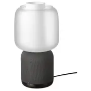 SYMFONISK speaker lamp w Wi-Fi, glass shade, black/white