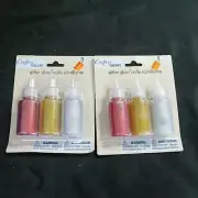 Set Of 2 Crafter's Square Glitter Glue 3 Colors (Red, Gold, Silver)1.41 oz each