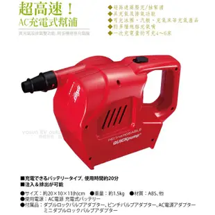 【Coleman】QUICK PUMP AC充電式幫浦.續電式充氣幫浦.打氣幫浦.充氣馬達/充氣抽氣/CM-23137