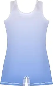 [GAIGEO] Girls Gymnastics Leotards Toddler Unitards Kids Leotard with Shorts Magnolia Cornflower Blue Gradient 2-3t