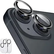 [ESR] 2 Pack Camera Lens Protector for iPhone 15/15 Plus/14/14 Plus, Ultra-tough HD Individual Lens Protectors, Scratch Resistant, Ultra-thin Tempered Glass, Armorite Series, Black