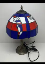 Leadlight football lamp, 50cm tall.