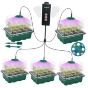 Seed Starter Tray Kit with Grow Light(2024 Upgrade 8 Full-Spectrum LED, Timer,