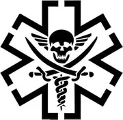 EMT Medic Pirate Skull Vinyl Decal Sticker- 10" Wide Gloss Black Color
