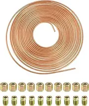 3/16" x 32.8ft/10m Brake Pipe copper, OD 4.76mm, ID 3.3mm with 20 nuts