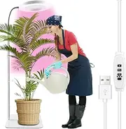 Claumeng Grow Lights 72LEDs Full Spectrum Light 3 Light Modes Grow Light 10-Level Dimmable LED Light Grow Lamp with 3/9/12H Cycle Timer with Base Height Adjustable for Indoor Plants ...(White)