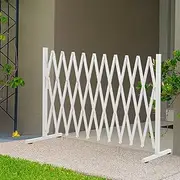 Expandable Fence Gate Garden Security Gates Metal Retractable Baby Gate Dog Barrier Gate Indoor Outdoor Safety Barrier Traffic Expandable Barrier Gate White