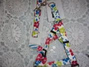 multi color Hibiscus HAWAIIAN Dog Step-In Harness M/L 17-25" LEASH new