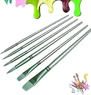 6PCS/Set Nylon Hair Smoothly Brush Paint by Numbers Art Materials, Nylon Brush Set Paint by Number, Round Tip Art Brushes, for Watercolors, Acrylics, Inks, Oil and Detail (Green)