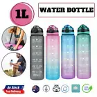 Motivational 1L Water Bottle Drink Flask With Time Markings BPA Free Sport Gym