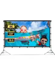 Vamvo M2120 Outdoor Indoor Projector Screen with Stand Foldable Portable