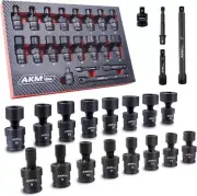 3/8" Drive Universal Impact Socket Set, 20 Piece Swivel Socket Set, Universal...