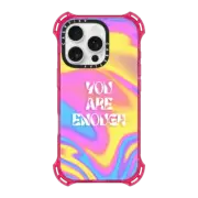 iPhone 16 Pro Bounce Case MagSafe Compatible "You Are Enough" vibrant Neon Pink Yellow Blue Gradient Trippy Wavy Psychedelic Swirl
