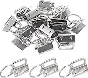 Swpeet 20Pcs Sliver 1 Inch Key Fob Hardware with Key Rings Sets, Perfect for Bag Wristlets with Fabric/Ribbon/Webbing/Embossed and Other Hand Craft - 25mm, Sliver, 25